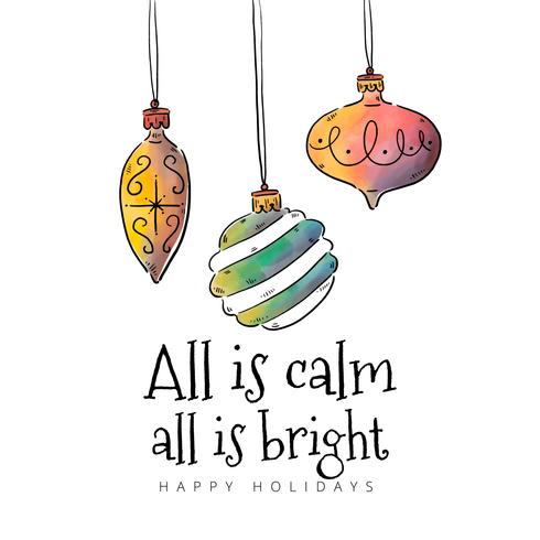 All is Calm All is Bright Christmas Ornament Background Vector 