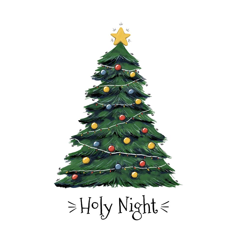 Holy Night Christmas Tree Vector 169625 Vector Art at Vecteezy