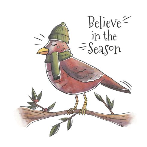 Christmas Bird Over Branch With Christmas Quote