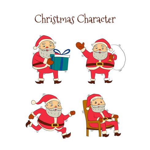 Hand Drawn Santa Character Collection vector