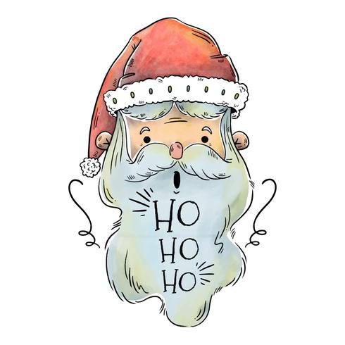 Cute Santa Head With Ho Ho Ho Text for Christmas Vector 