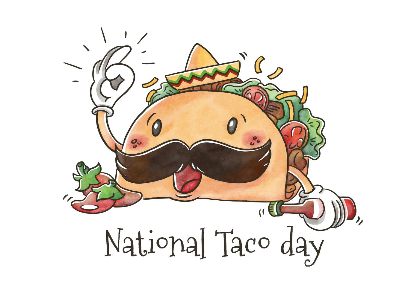 Cute Taco Character With Jalapeños for National Taco Day 169759 Vector