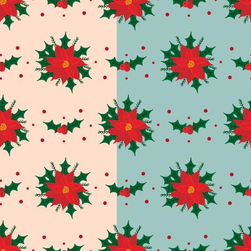 Red Poinsettia Vector Pattern