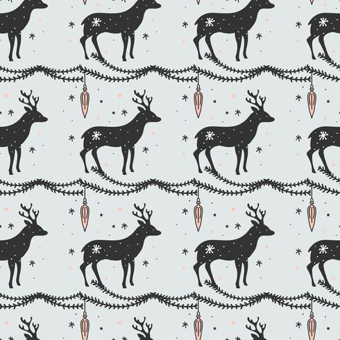 Deer Christmas Vector Pattern