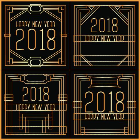 Vector Art Deco New Year Cards