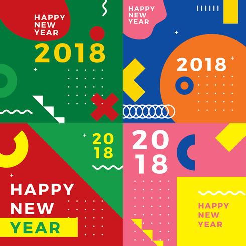 Geomteric Flat Año Nuevo Vector Gratis