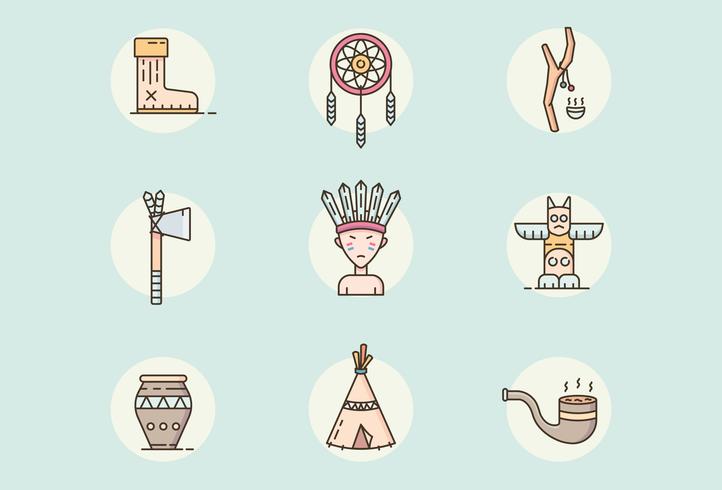 Indian, Native American Icons vector