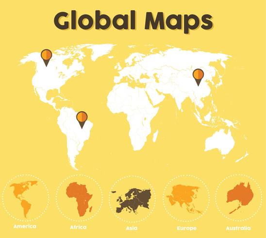 Paquete de mapas globales del vector