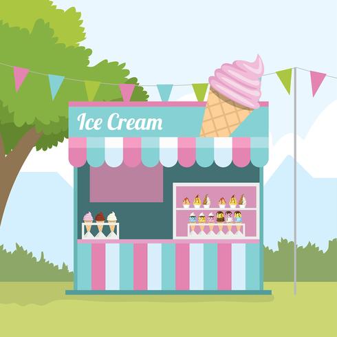 Concession Ice Cream Stand Free Vector