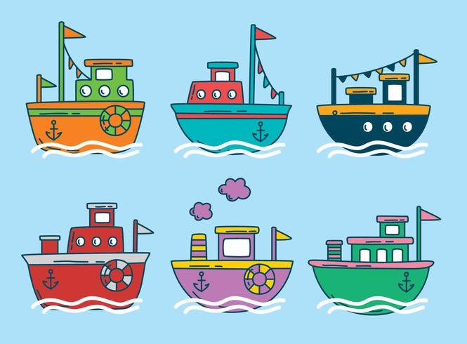 Colored Trawler Boat Vector