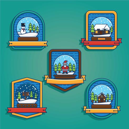 Snow globe badge vector