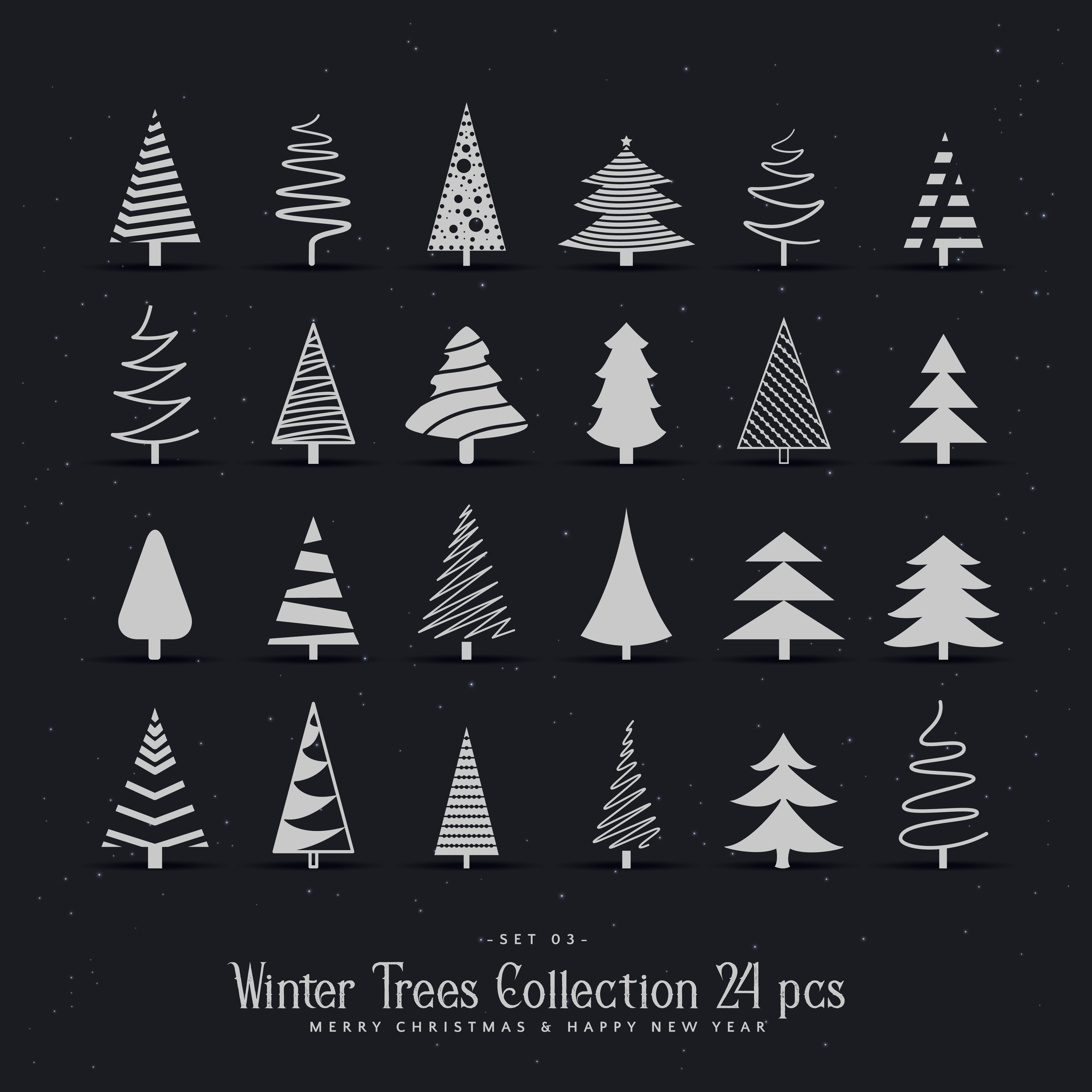 20 different christmas tree design set Download Free Vector Art, Stock Graphics & Images
