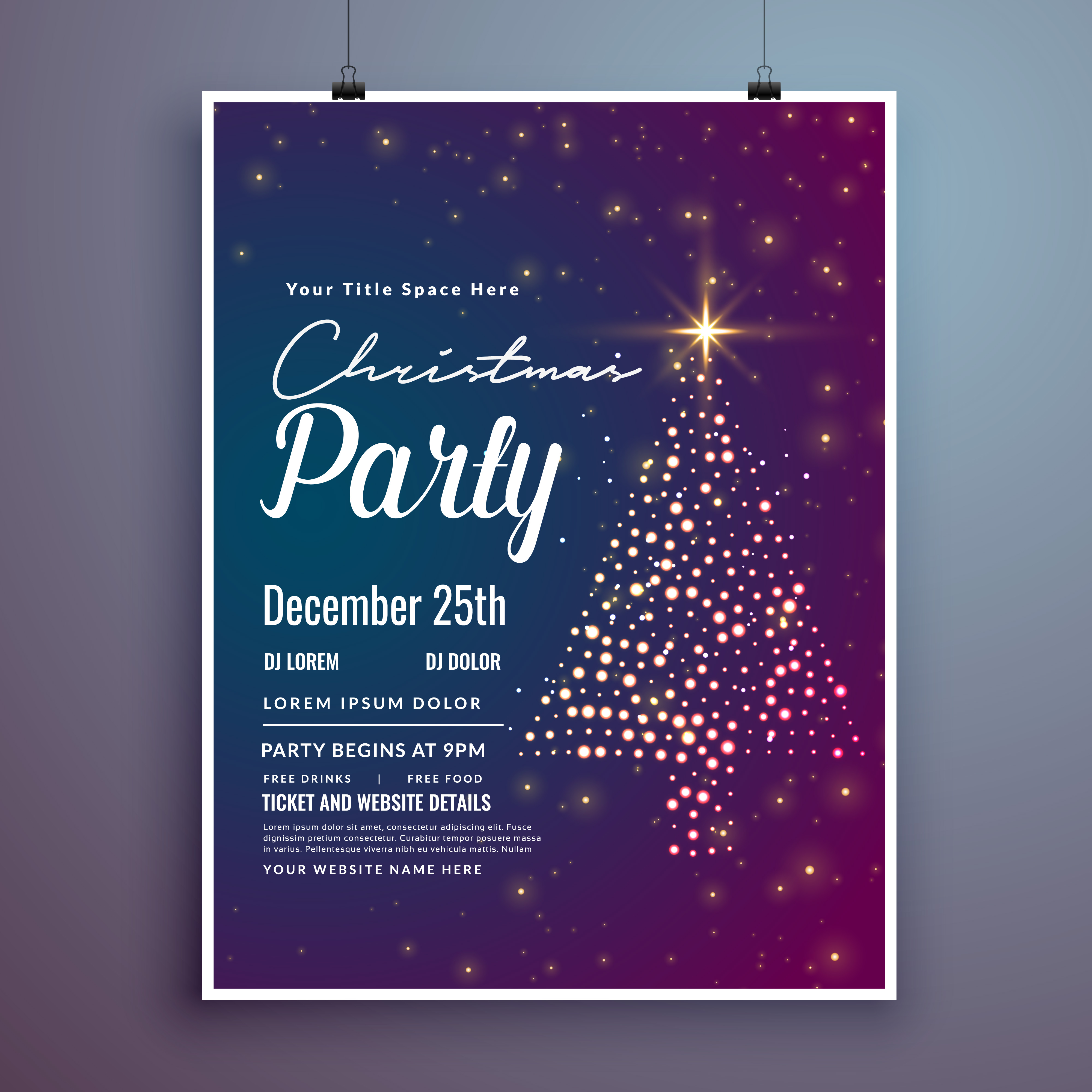 christmas invitation party card template design with ...