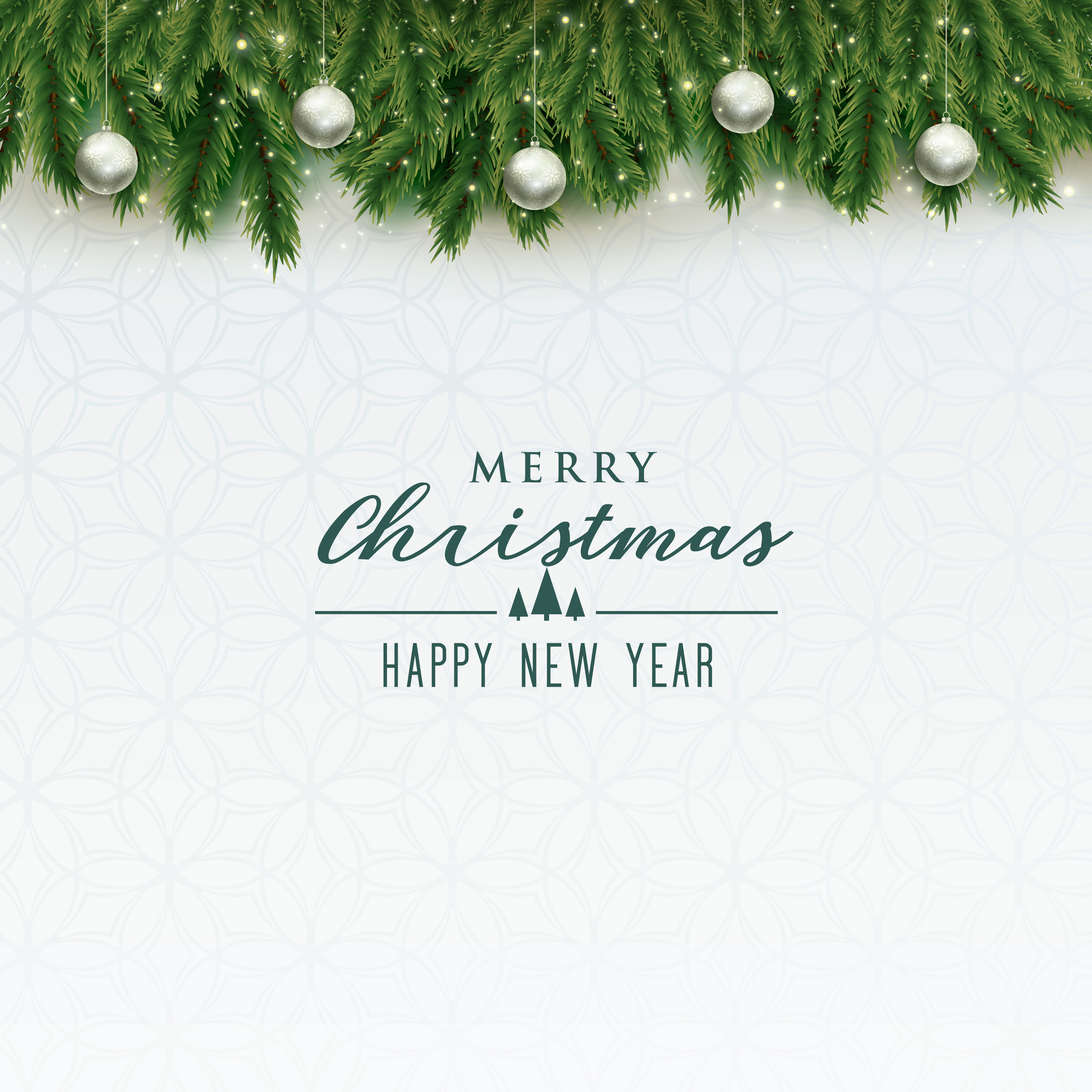 elegant merry christmas background with silver balls - Download Free