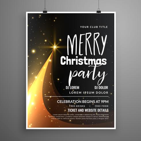 dark merry christmas party flyer design with creative tree desig