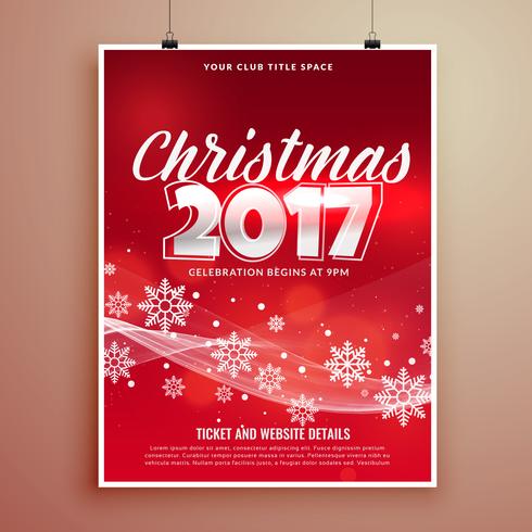 Stylish Red Christmas Party Event Invitation Card Template Desig