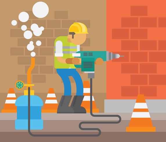 Pneumatic Drill Vector Illustration