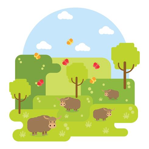 Wild Yak Background Vector