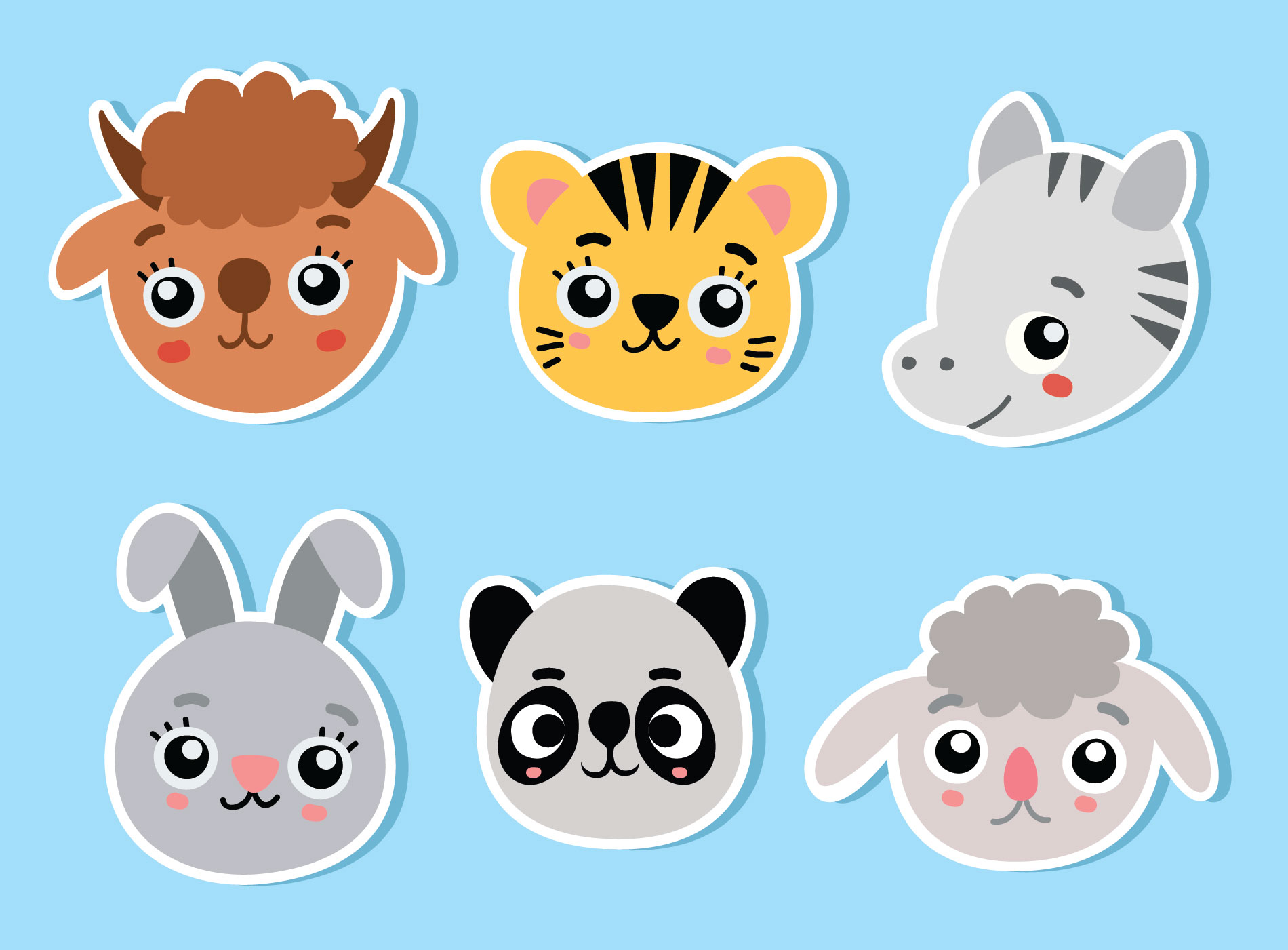 Download Cute Animal Face On Blue Vector - Download Free Vectors, Clipart Graphics & Vector Art