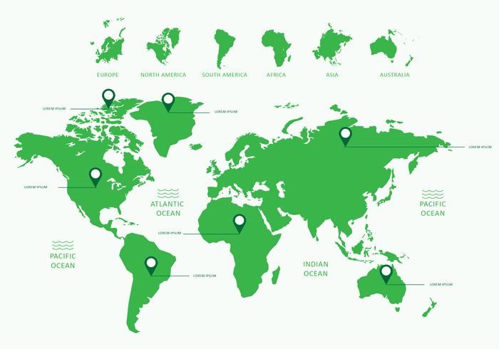 Mapa Global Fla Green vector