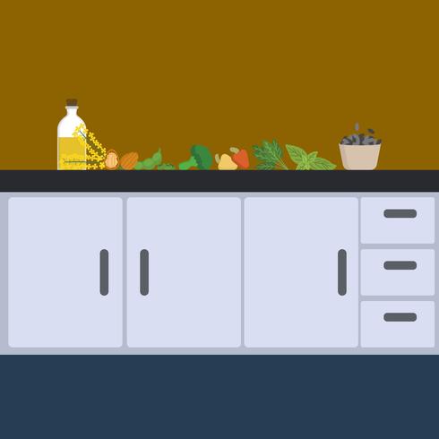 Flat Food on Counter Vector 