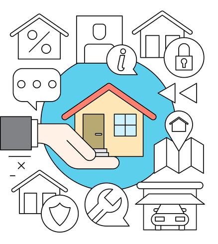 Linear House Insurance Collection vector