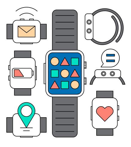 Linear Smart Watch Icons vector