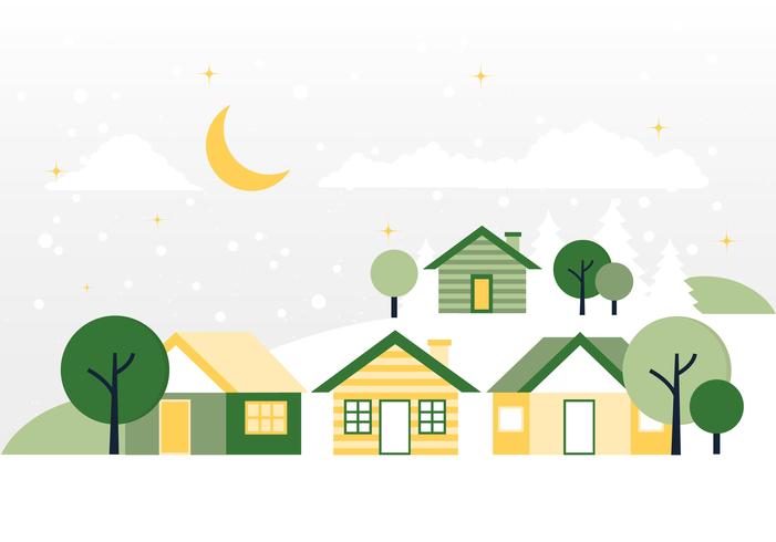 Free Flat design Vector Winter Landscape