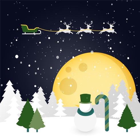 Free Flat design Vector Christmas Winter Landscape