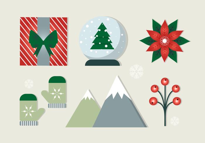 Elementos de Navidad de Vector de diseño plano gratis