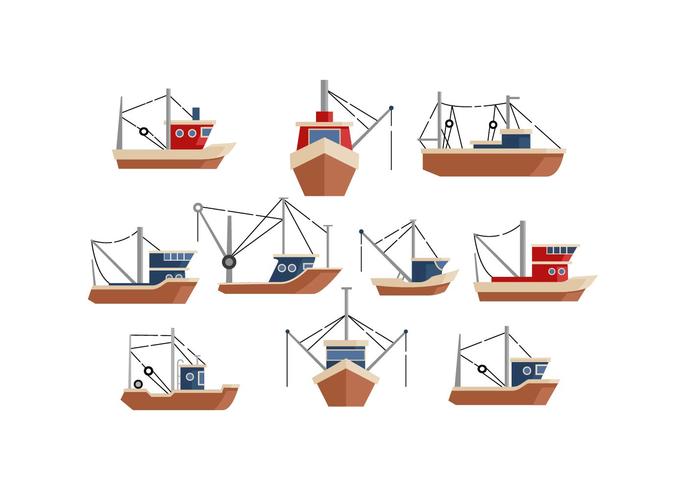 Free Trawler Flat Icon Vector 