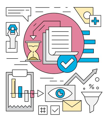 Linear Web and Business Elements vector