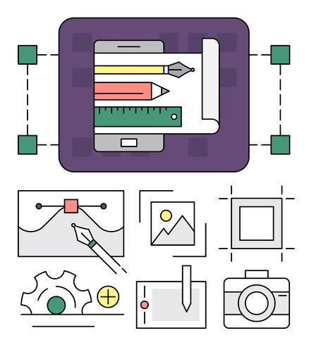 herramientas de diseño gráfico lineal vector