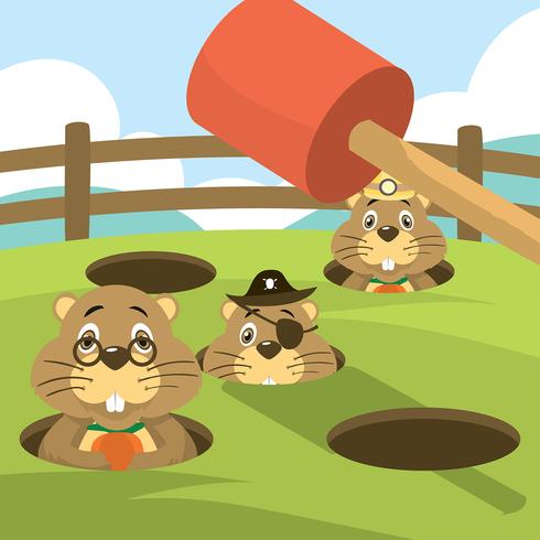 Whack a Mole Gopher Arcade Game Free Vector