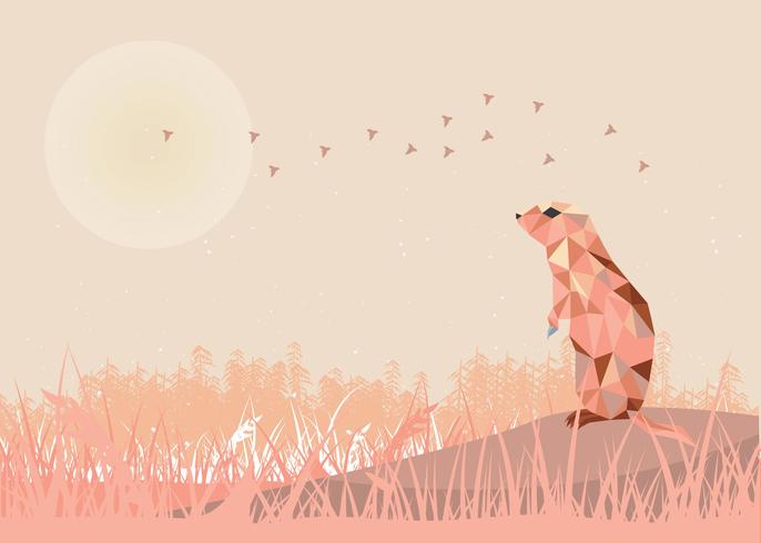 Standing Gopher Low Poly Illustration Vector