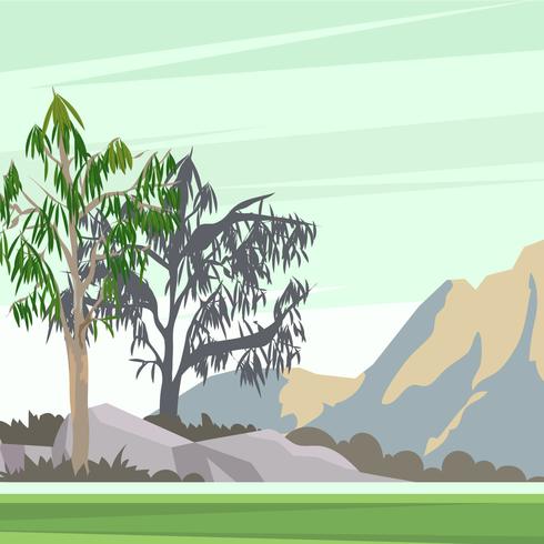 Paisaje con el vector de los árboles de goma