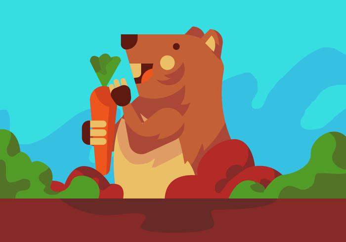 Gopher Eating Carrot Vector 