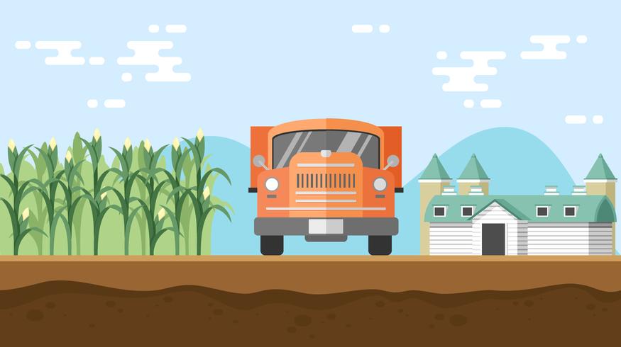 Checking The Cornfield By Riding A Truck Free Vector
