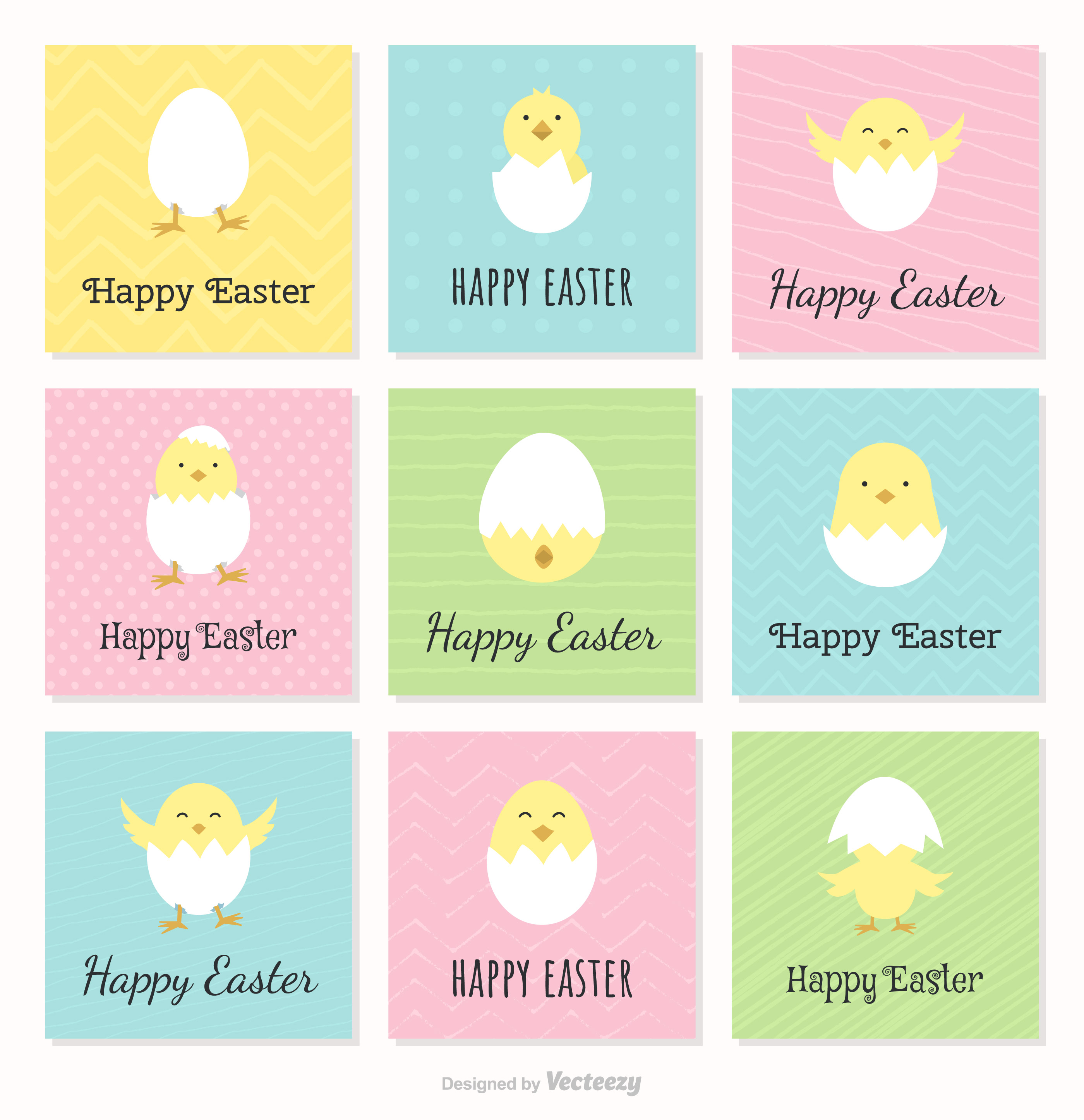 Download Happy Easter Cards With Cute Chickens And Broken Eggs for free.