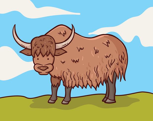 Yak en la ilustración de la hierba vector