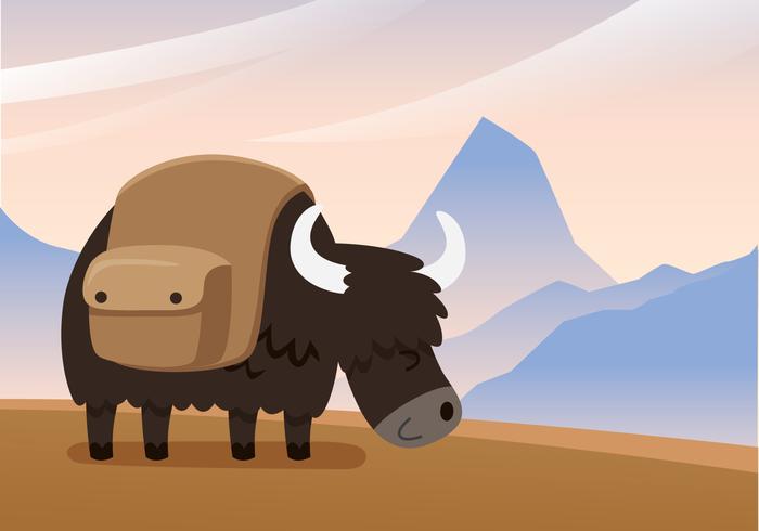 Yak en un vector de montaña