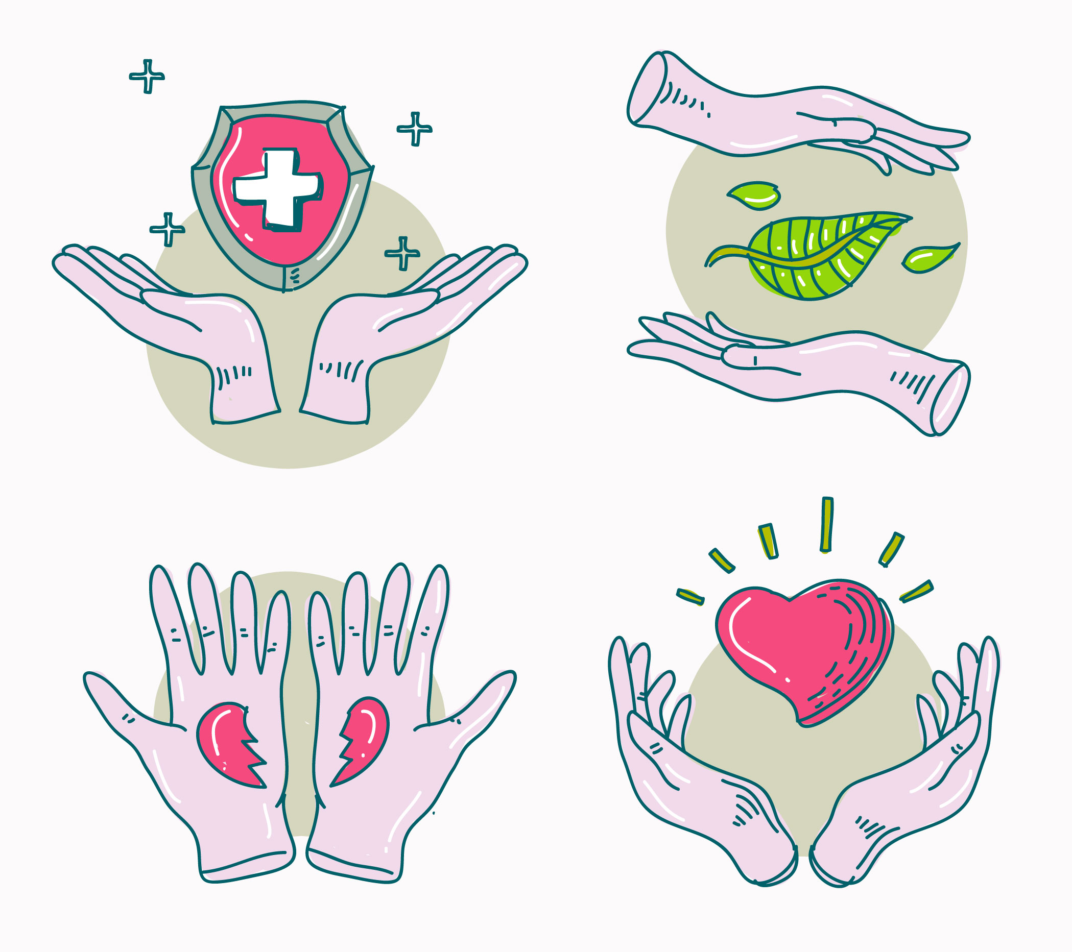 Download the Healing Hands Protection Hand Drawn Vector Illustration 171154