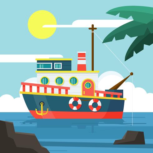 Trawler Illustration in Flat Design vector