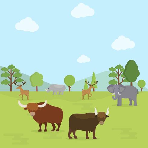 Flat Wild Life Vector Background