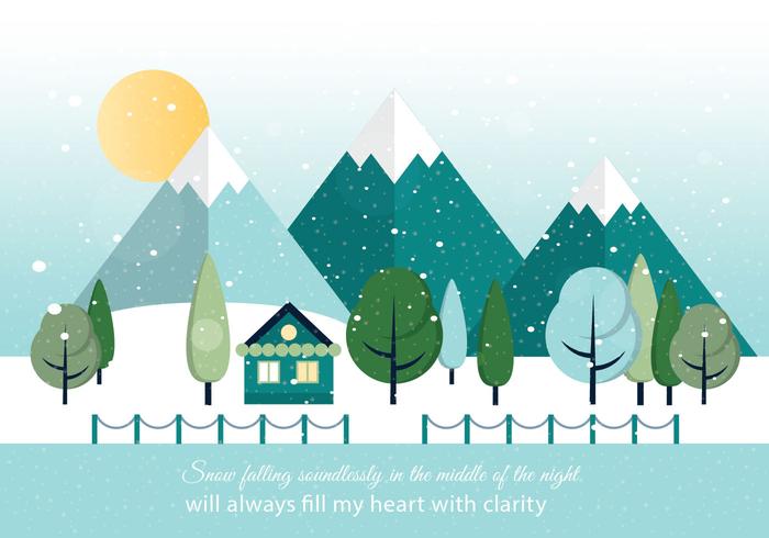 Diseño plano gratis Vector paisaje de invierno