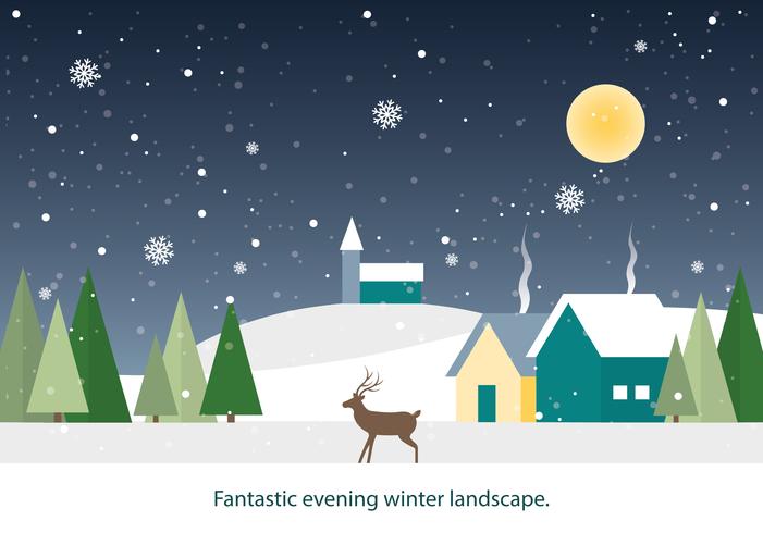 Free Flat design Vector Winter Landscape