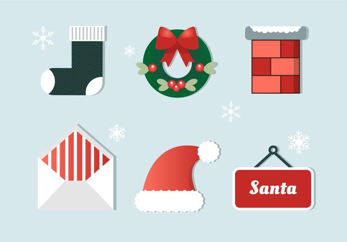 Elementos de Navidad de Vector de diseño plano gratis