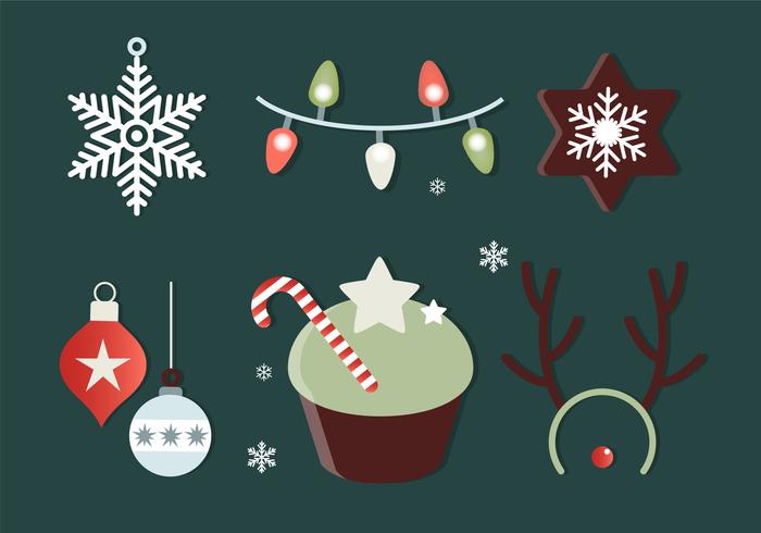 Elementos de Navidad de Vector de diseño plano gratis