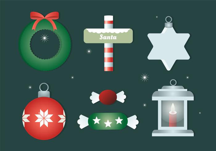 Elementos de Navidad de Vector de diseño plano gratis