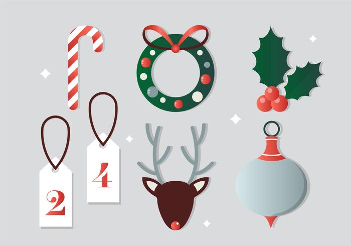 Elementos de Navidad de Vector de diseño plano gratis